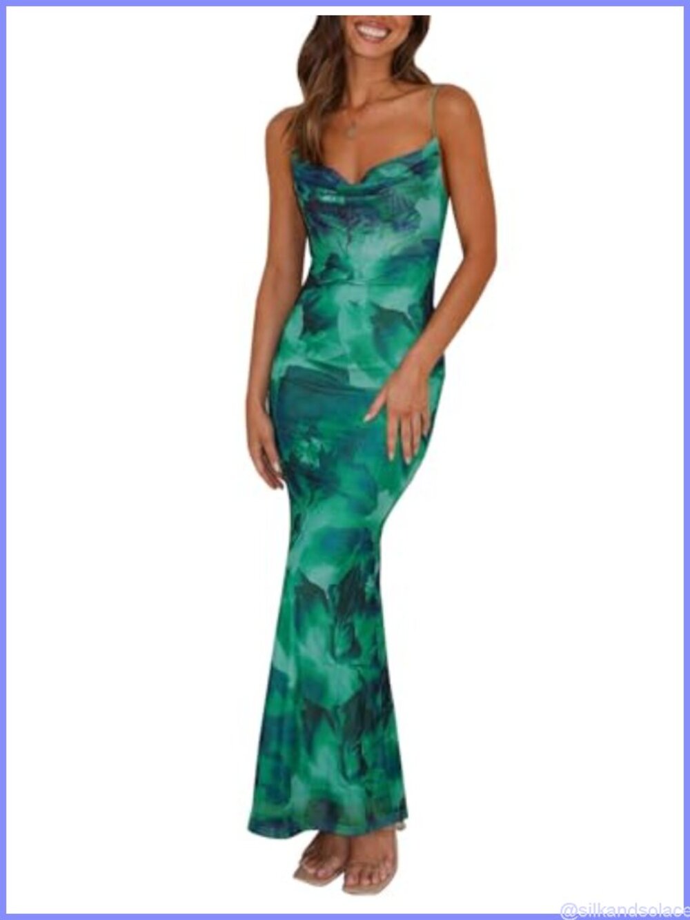 Floral Spaghetti Strap Maxi Dress Bodycon Backless Stretch Sleeveless Long Slip